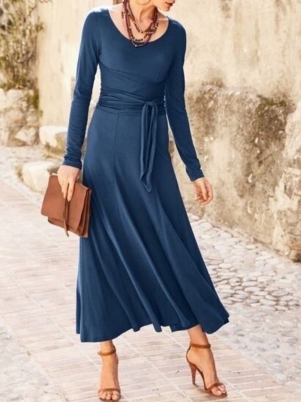 Peruvian Connection Fonteyn Indigo Blue Wrap Dress size Large L